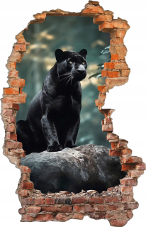 Samolepky do detskej izby - Nástenná maľba v stene 3D divoký panter Cat