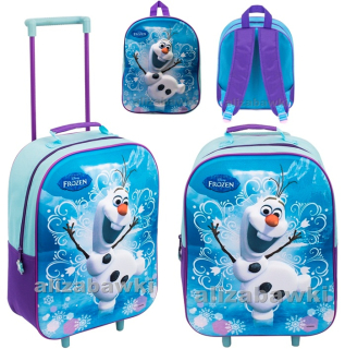 Detský kufor - Mrazený kufor na kolieska XL 3D + Bathpack OLAF 3D