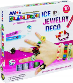 Sklenené deco zafarbené sklenené farby 10 KOL + šperky AMOS