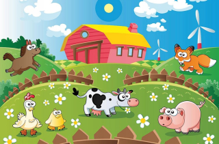 Tapeta do detskej izby - Fototapeta pre deti z farmárskych zvieratiek 175x115 cm