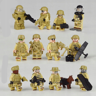 Postavička - Figuríny 12ks SWAT 3 armádne zbrane + Nakeljki Lego