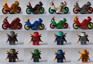 Postavička - Figuríny a motocykle 8 ks N8 + LEGO NINJAGO