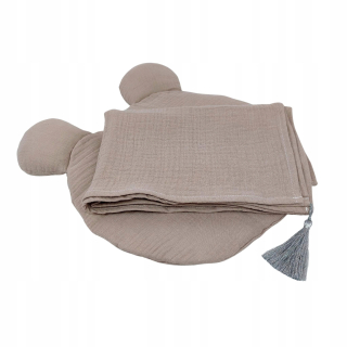 Prikrývka, prehozy na posteľ - Fipoli Musellin Swaddle za detskú béžovú