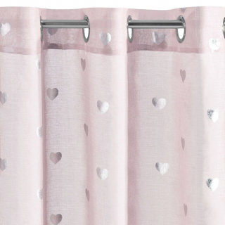 Detské záclony - Opona Benay 140x250 Pink Heart Silver