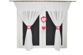Detské záclony - Dievča curtain srdce grilanda ružová 300x150