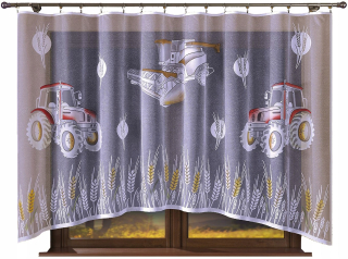 Detské záclony - Traktory maľovaných závesov - 300x140 cm (pripravené)