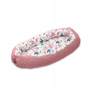 Hniezdo pre bábätko - Nest/Cocoon 70x30 Retro Pink Birds
