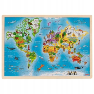 Goki drevené puzzle 192 el. Mapa sveta 57.460