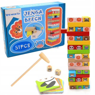 Hrajúci drevené drevo vežiakov Jenga Kol