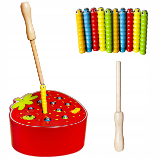 Hra Drevená Strawberry Catch Gear Magnet Kijek