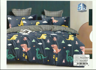 Detský set paplón, vankúš - Navy modrá sada podstielky 160x200 v dinosauroch 5d