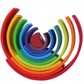 Stavebnica - Grimm's Wooden Rainbow 12 Montessori Prvky