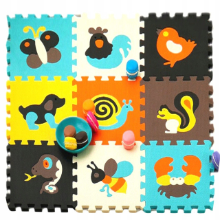 Tlustý puzzle penová podložka EVA 9 ks zvierat