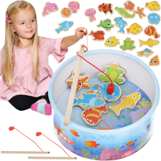 Drevená ryba hry Rybárske prúty Magnet Puzzle