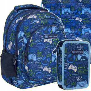 Školská taška - batoh, set, zostava - Hlava Nastaviť batoh Školské Bag Player hra