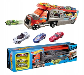 Hot Wheels LAWETA transportér VÝFUKOVÝCH autíčko + 3