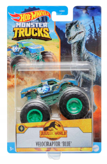 Horúce kolesá monster kamión Jurasic Velociaptor Blue