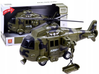 Vojenská helikoptéra jazdí ľahký zvuk