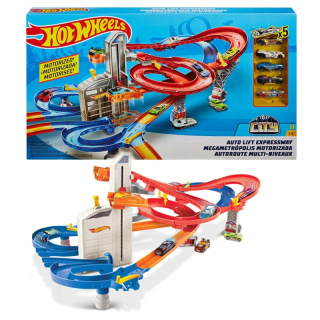 Hot Wheels Track obrovská šmykľavka 5 áut Výťah
