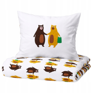 Detský set paplón, vankúš - Detská obliečka Ikea Brumig 150x200 Bear