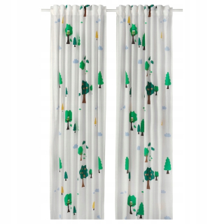 Detské závesy - Ikea Brummig Curtain 2 ks. 120x300 cm Zelený les
