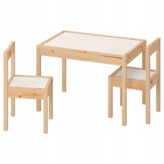 Detský stolík, stolička - IKEA LATT Detský stôl a 2 stoličky biela borovica