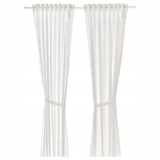 Detské závesy - Ikea len curtain 2 ks. 120x300 cm šedé bodky
