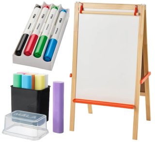 IKEA MALA Obojstranná tabuľka stojan set