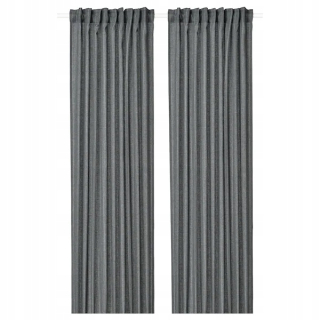 Detské závesy - Ikea Mildrun Curtain 2 šedá pruhovaná 145x300cm pruhovaná