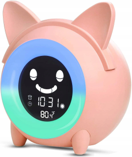 Hodiny do detskej izby - Inteligentný digitálny budík pre deti (ružové)