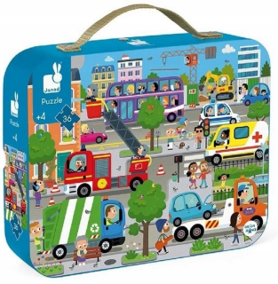 Janod Puzzle v kufri City 36 Prvky J02659