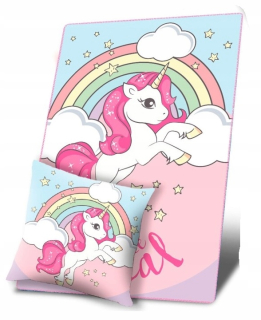 Prikrývka, prehozy na posteľ - Unicorn Horse Set: Fleece Drave + Vankúš