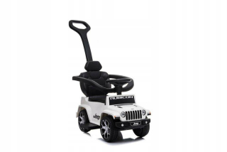 Odrážadlo pre batoľa - Jeep Jeep s rukoväťou pre beh biely