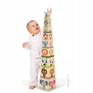 Janod pyramídy veža 10 kocky zvieratá
