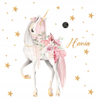 Samolepky do detskej izby - Pastel Unicorn, kvety- stena nálepka xl