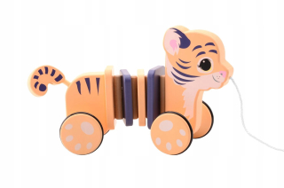 Joueco drevený tiger na povrázku pre odizolovanie