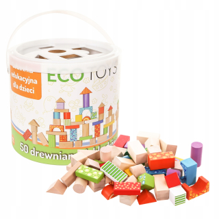 Stavebnica - Drevené vzdelávacie bloky farebné 50s ecotoys