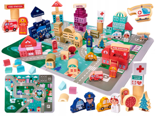 Drevené bloky Vzdelávacie mesto Puzzle 100el.