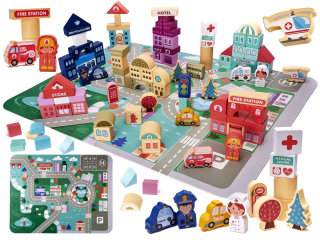 Drevené bloky Vzdelávacie City Cars 100el