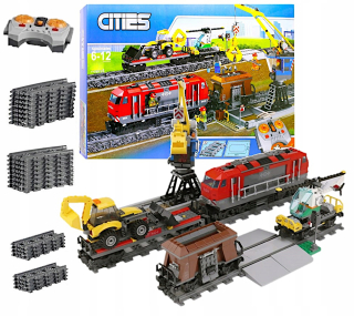 Stavebnica - BLOCKS nákladný vlak TRACKS SET CRANE CONTROLLED