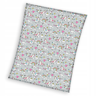 Prikrývka, prehozy na posteľ - Flanel prikrývka jednorožec 130x170 pikniková pláž
