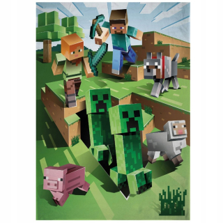 Prikrývka, prehozy na posteľ - Prikrývka mikrofiber pre lôžko 100x150 cm Minecraft