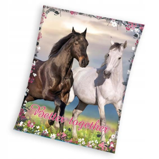 Prikrývka, prehozy na posteľ - Black Bedspread Horse Horses 150x200