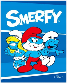 Prikrývka, prehozy na posteľ - Prikrývka šmolk papa šmolk šmolk