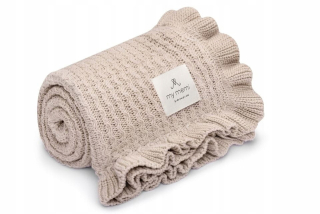 Prikrývka, prehozy na posteľ - Bambusová prikrývka s ľahkou béžou 85x105 MEMI FRILL