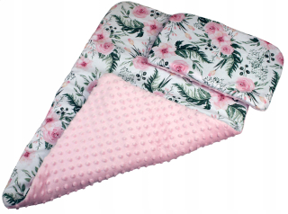 Prikrývka, prehozy na posteľ - Minky Swaddle pre autosedačky ružové kvety grafite