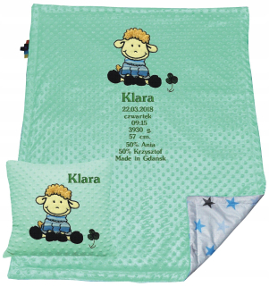 Prikrývka, prehozy na posteľ - Fleece prikrývka Minky metrické meno+výšivka vankúša