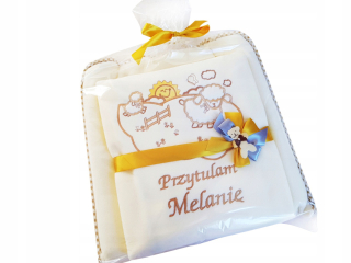 Prikrývka, prehozy na posteľ - Prikrývka s menom + vankúšový krst narodenia