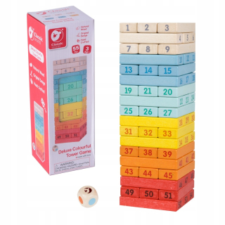 Farebné Jenga hra Čísla drevená veža