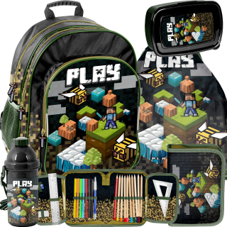 Školský batoh - Sada 5in1 batohu pre školu Minecraft Pixele